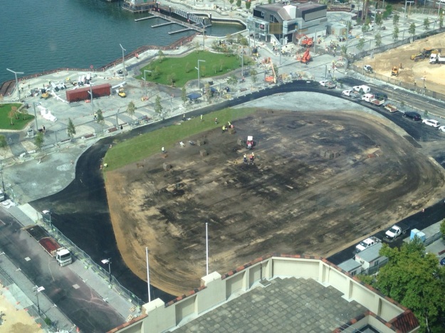Re-installation of beautiful green grass on Elizabeth Quay on 12 January 2016
